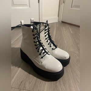 White Forever 21 Combat Boots